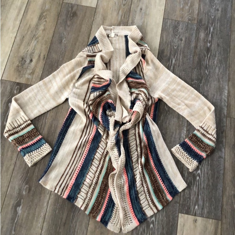 Navajo Boho look open front sweater size M